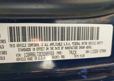 2014 Ram 1500 Lone Star из США, поврежденный, VIN 1C6RR6LT2ES205683